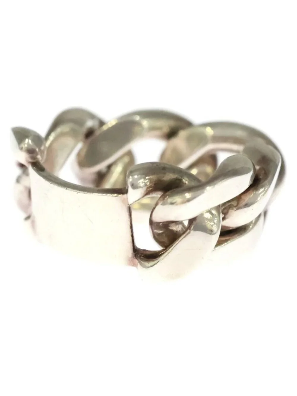 Bottega Veneta Chain Plate Ring Silver